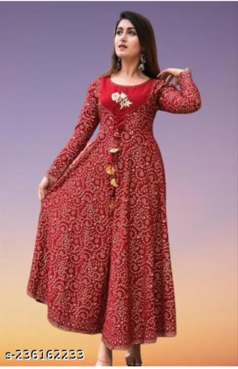 New red anarkali uploaded by Clothing kurti and gowns  on 7/22/2023