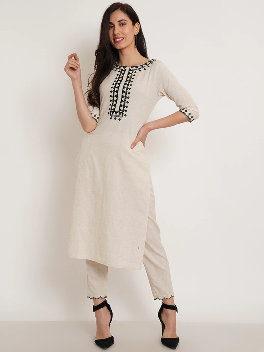 Embroidered Cotton Women kurta and Pant Set uploaded by business on 7/22/2023
