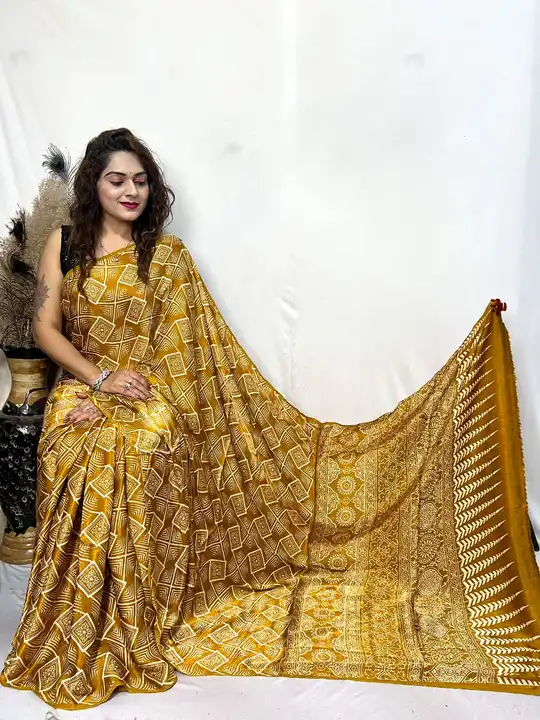 Modal silk 3D print saree uploaded by business on 7/22/2023