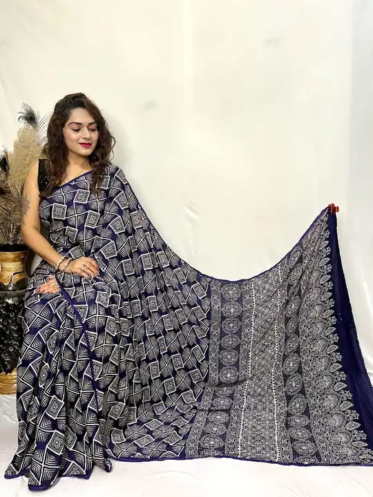 Modal silk 3D print saree uploaded by Arihant Bandhani's on 7/22/2023