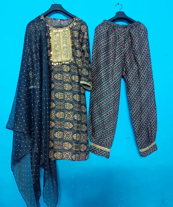 Post image Trending Afghani Suit With Dupatta Fabric Rayon Cotton Size XL XXL 4 colors Chart