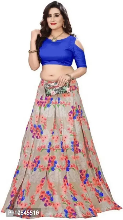 Stylish satin silk lahenga choli set uploaded by Omasmmart on 7/23/2023