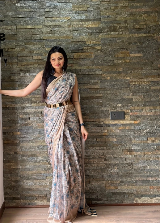 Beautiful gorgette goldern zari weaving saree uploaded by Teeya Creation on 7/23/2023