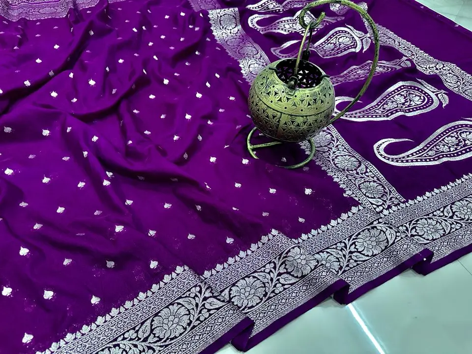 Banarasi  Georgette Dyeable Sarees in Purple Colour uploaded by REGALIA WEAVERS ENTERPRISES on 7/23/2023