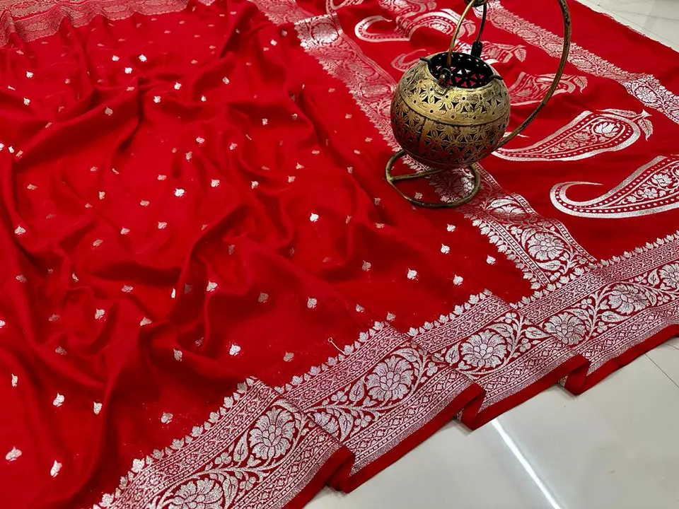 Banarasi  Georgette Dyeable Sarees in Red Colour uploaded by REGALIA WEAVERS ENTERPRISES on 7/23/2023