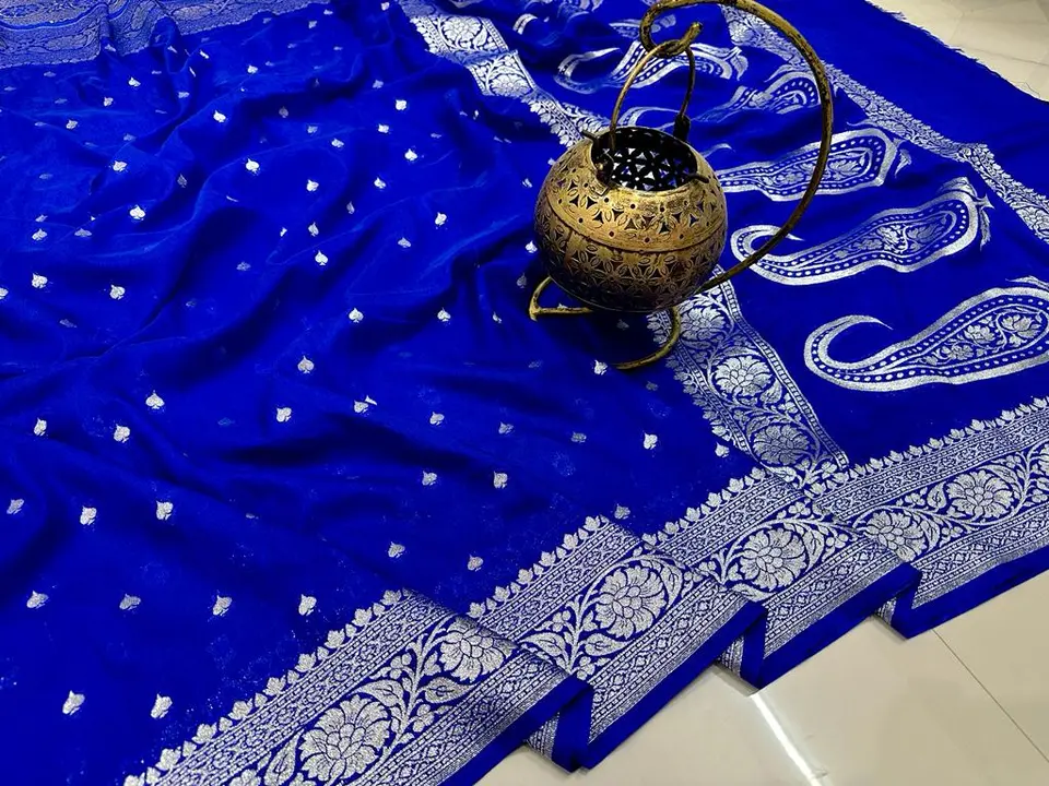 Banarasi Georgette Dyeable Sarees in Blue Colour  uploaded by REGALIA WEAVERS ENTERPRISES on 7/23/2023