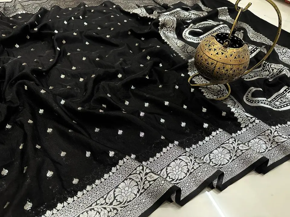 Banarasi  Georgette Dyeable Sarees in Black Colour  uploaded by REGALIA WEAVERS ENTERPRISES on 7/23/2023