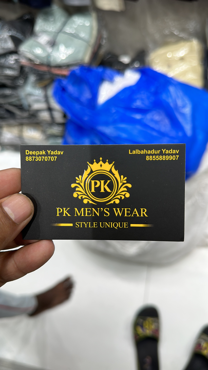 Visiting card store images of P K Mens Wear