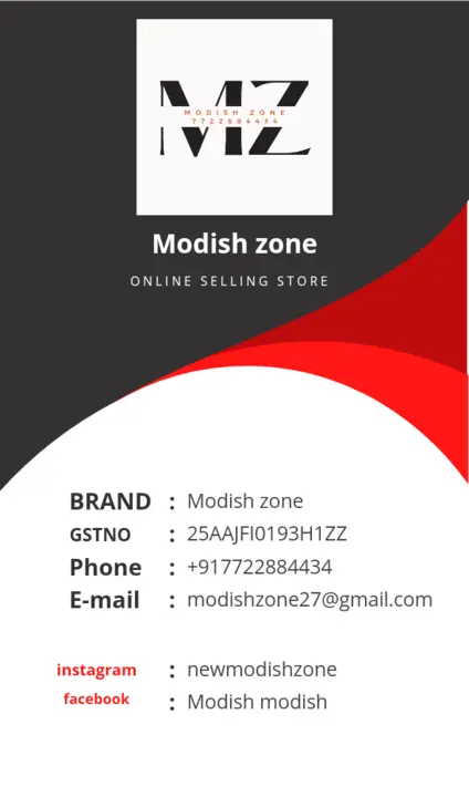 Visiting card store images of Modish zone