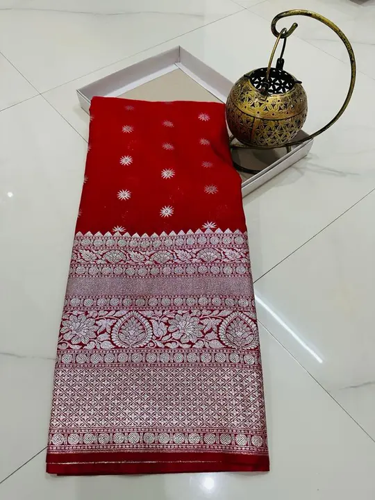 Beautiful Banarasi Georgette Dyeable Saree in Red Colour  uploaded by REGALIA WEAVERS ENTERPRISES on 7/23/2023