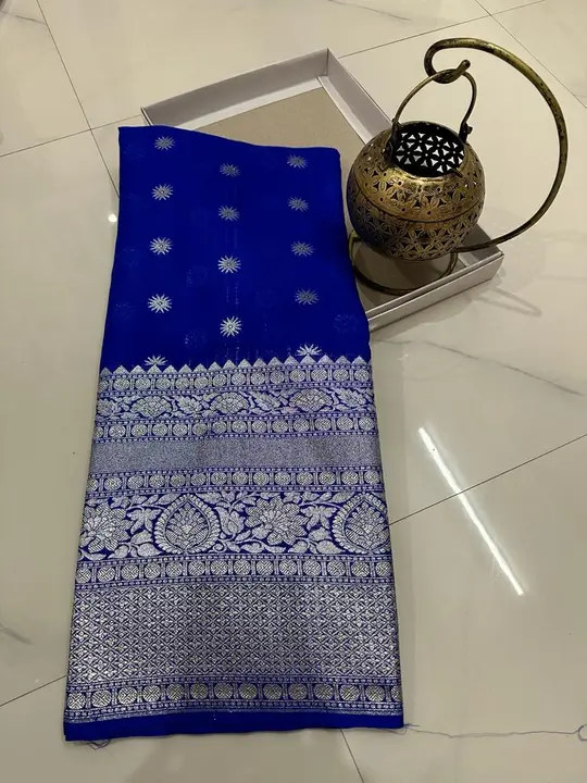Beautiful Banarasi Georgette Dyeable Saree in Royal Blue  Colour  uploaded by REGALIA WEAVERS ENTERPRISES on 7/23/2023