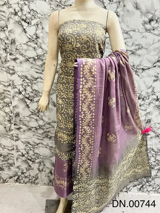 Pure cotton khadi dupion hand work batik print design suit set  uploaded by Peehu handloom  on 7/23/2023