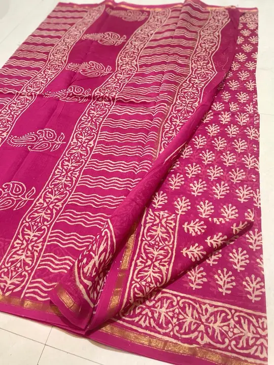 handblock dabu printed saree uploaded by Virasat kala chanderi on 7/23/2023