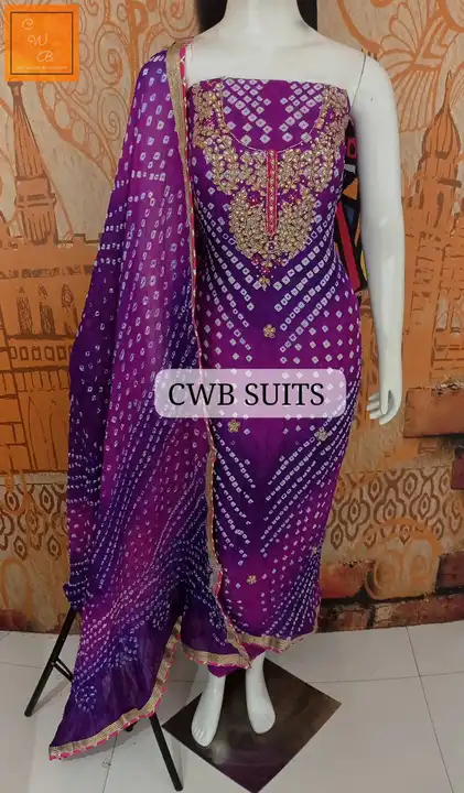 Bandej silk suit hand gotta patti work and kundan work  uploaded by Deepika Designer Saree on 7/23/2023