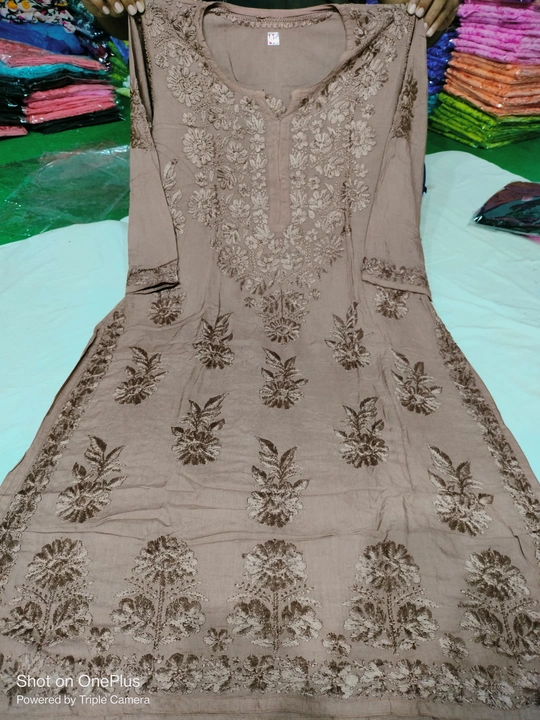 Pure Modaal Dyeable Kurti With Fine Ghaas Patti Work  uploaded by business on 7/23/2023