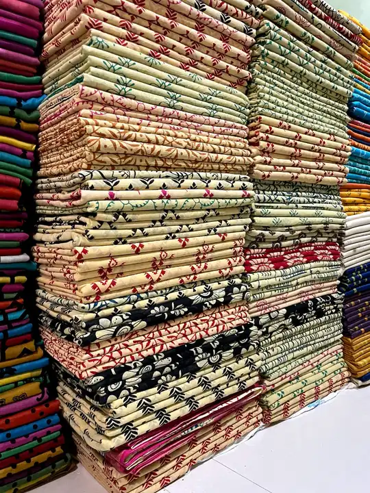Handblock fancy bagroo print mulmul cotton chanderi saree uploaded by business on 7/23/2023