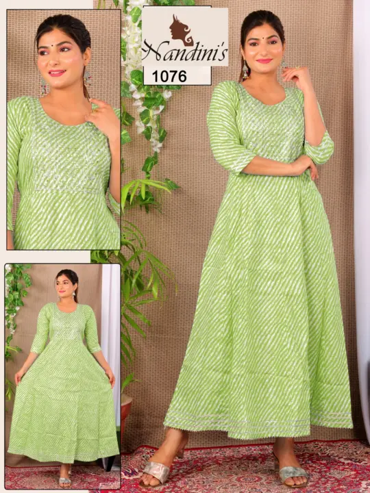 Lahriya gown uploaded by Nandini's ladies Kurties  on 7/23/2023