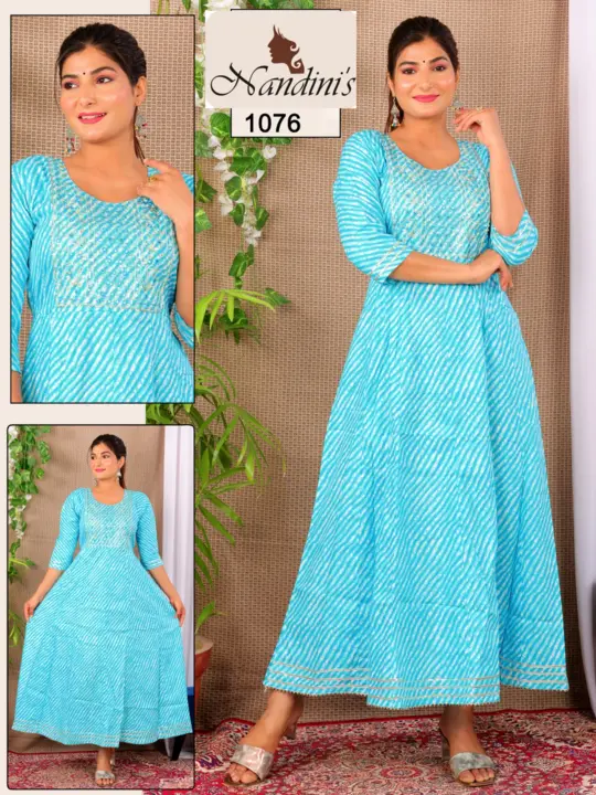 Lahriya gown uploaded by Nandini's ladies Kurties  on 7/23/2023
