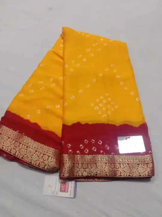 🥳 chinon  Fabric Saree 🥻 bandhej saree
FANCY Jay card border
💃🏻 Summer Special Cool 😎 Colour Ma uploaded by Gotapatti manufacturer on 7/24/2023