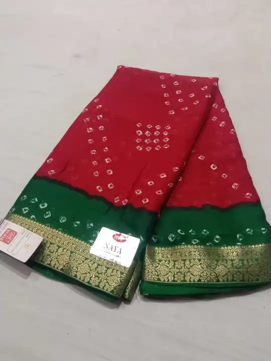 🥳 chinon  Fabric Saree 🥻 bandhej saree
FANCY Jay card border
💃🏻 Summer Special Cool 😎 Colour Ma uploaded by Gotapatti manufacturer on 7/24/2023