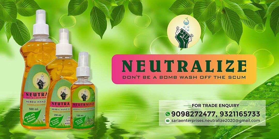Post image Neutralize Herbal hand Sanitizer .
Keep your hand clean &amp; nourish
Stay safe stay healthy