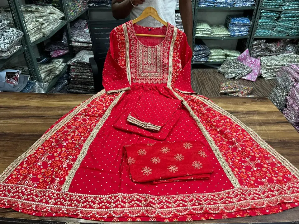 Rayon suit set  uploaded by Kaashvi creations on 7/24/2023