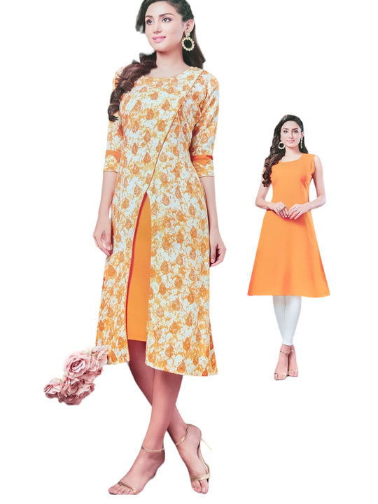 Print Plus Reyon Kurti Latest Design  Yellow  uploaded by Spkhatri on 7/24/2023