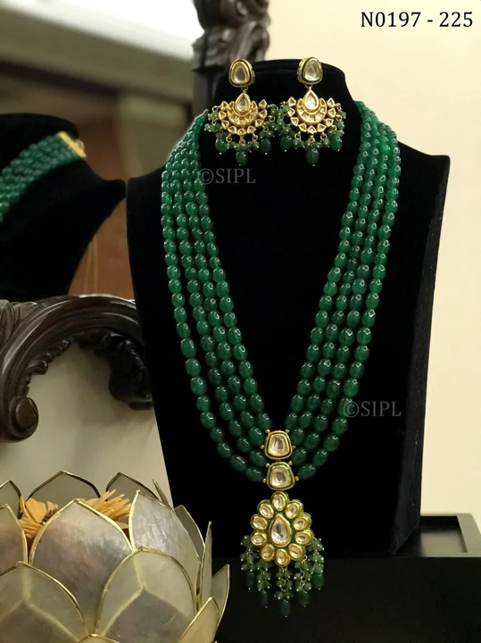 1 gram gold plated Kundan jewelry along with tumble beads uploaded by CULTURE on 7/24/2023