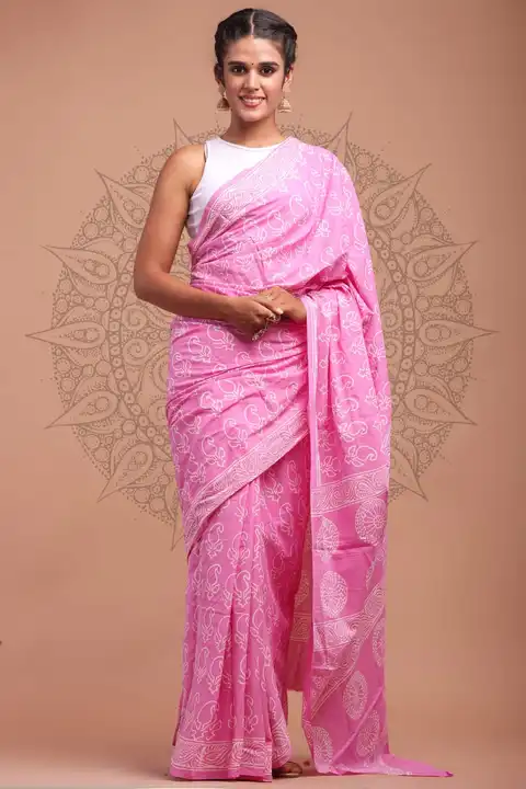 Hand block printed cotton mulmul saree  uploaded by The print house  on 7/24/2023