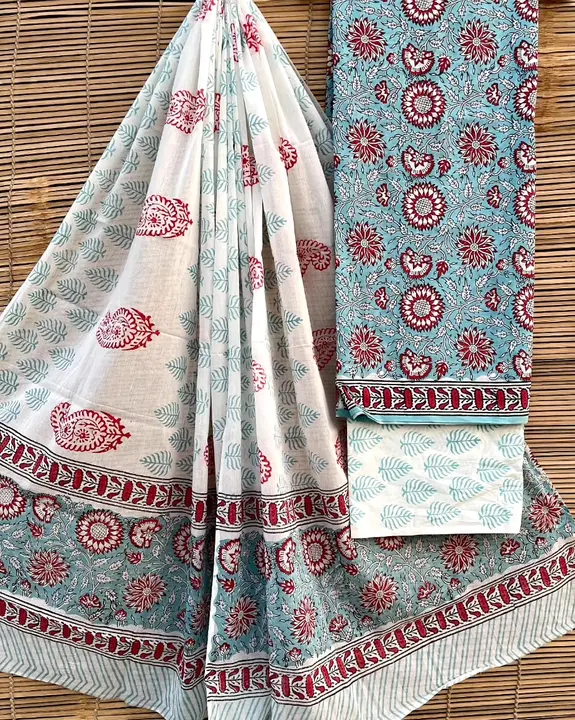 Bagru Hand block printed pure cotton suit with cotton mulmul dupatta. uploaded by The print house  on 7/24/2023