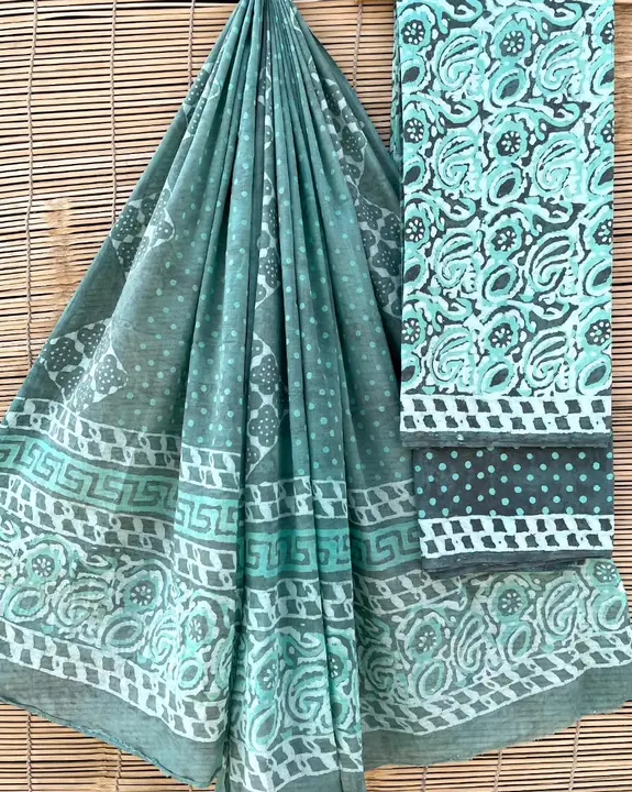 Bagru Hand block printed cotton suit with cotton mulmul dupatta  uploaded by The print house  on 7/24/2023