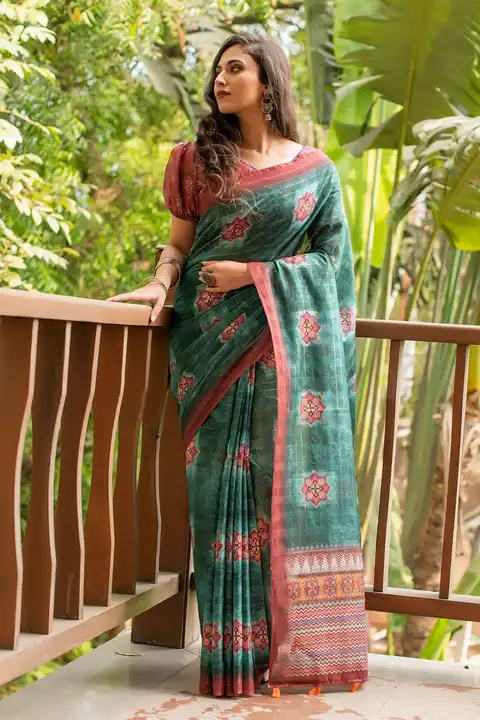 Soft linen cotton saree  uploaded by Suyukti fab on 7/24/2023