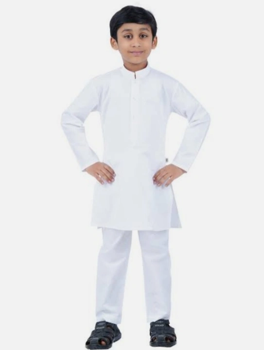 Kids white kurta pyjama set 1/10 size pc fabric uploaded by Shree gurudev collection on 7/24/2023