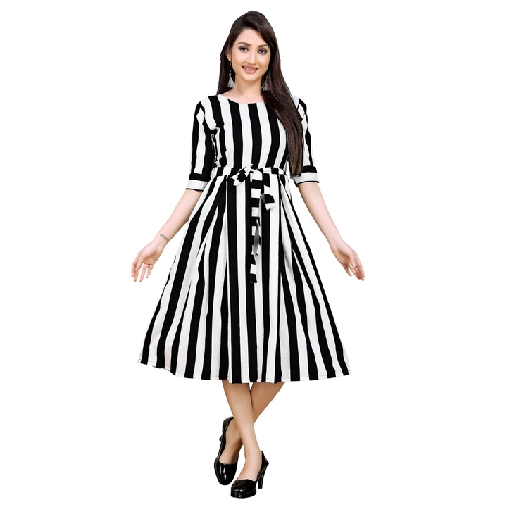 Wow stripe midi dress with belt  uploaded by business on 7/24/2023