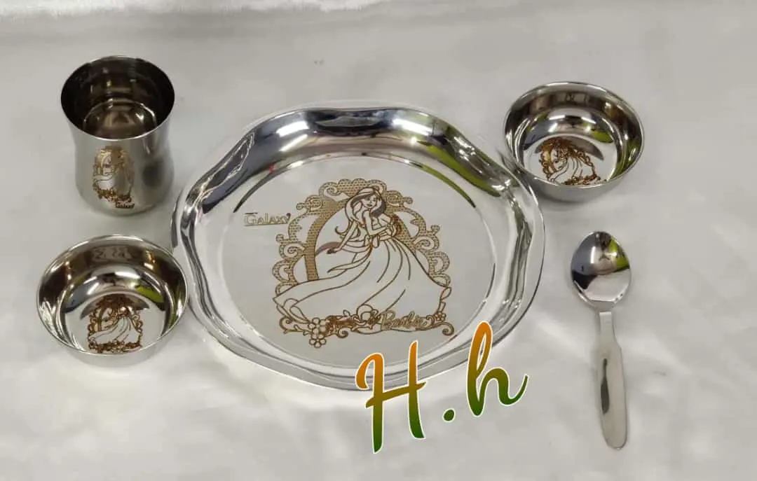 S steel brass border thali set collection  uploaded by Hina Handicrafts on 7/24/2023