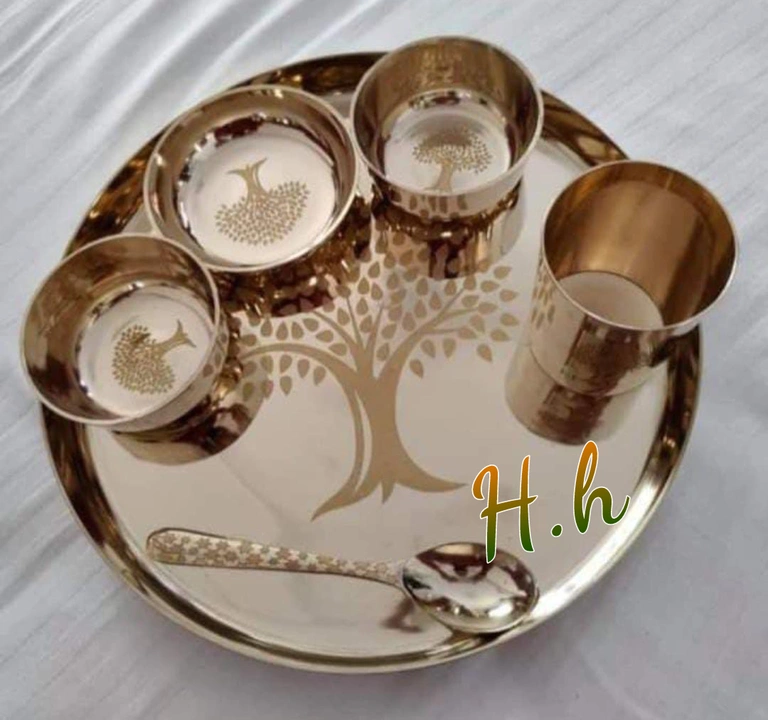 Pure Brass Thali Set ( Kansi wala) uploaded by Hina Handicrafts on 7/24/2023