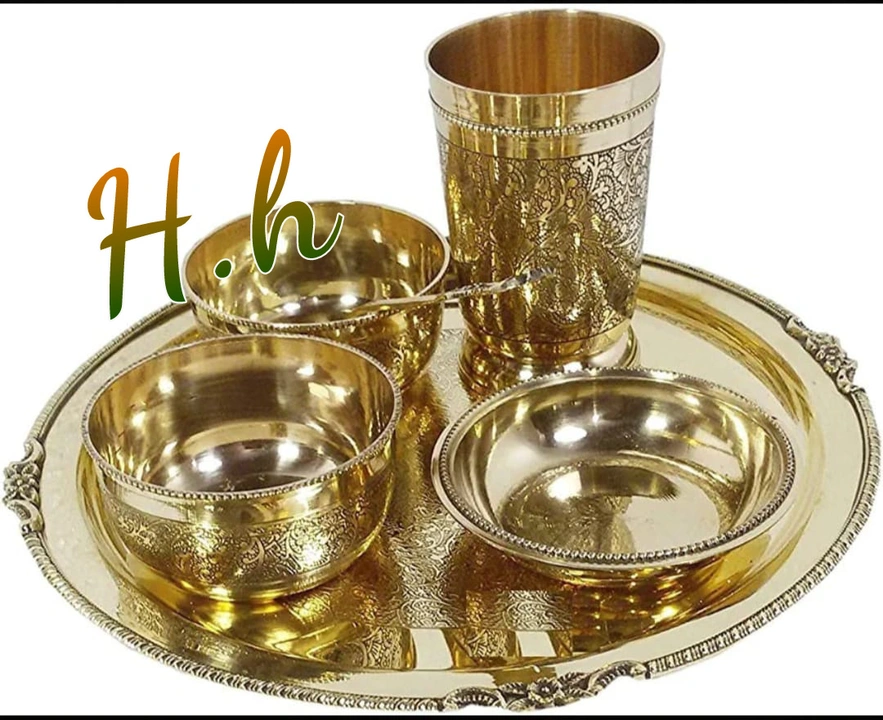 Pure Brass Thali Set ( Kansi wala) uploaded by Hina Handicrafts on 7/24/2023