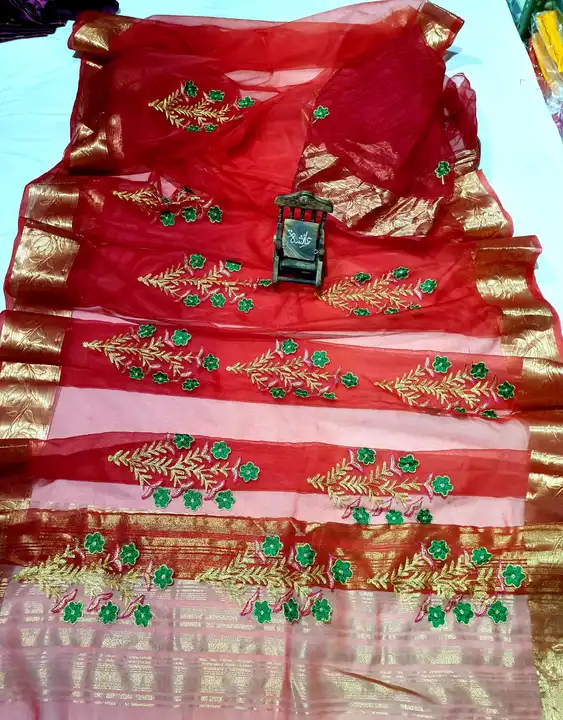 Pure OrGenZa ChitPallu Saree heavy Zari ReShom 12 Boota On All Over Saree 
Running Blouse with 2 sma uploaded by Gotapatti manufacturer on 7/25/2023