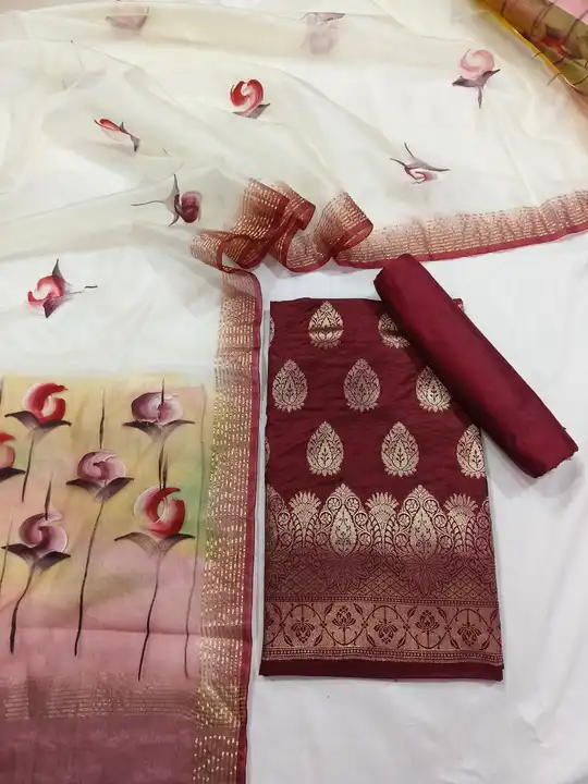 Banarasi suit kora organza  uploaded by Shoaib Ansari S.A. Silk Fabric Vns. on 7/25/2023