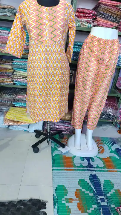 Jaipuri print cotton kurti with pant uploaded by Jaipuri Fashion World  on 7/25/2023