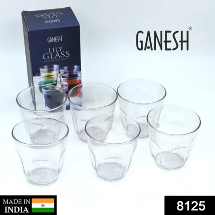 8125 Ganesh Lily glass Break Resistant plastic set... uploaded by DeoDap on 7/25/2023