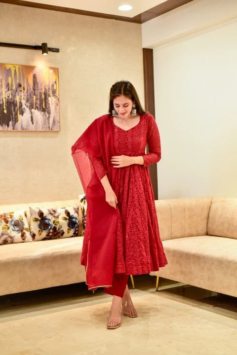 Sukhkrta Georgette beautiful Anarkali Gown  uploaded by Sukhkrta clothing  on 7/25/2023