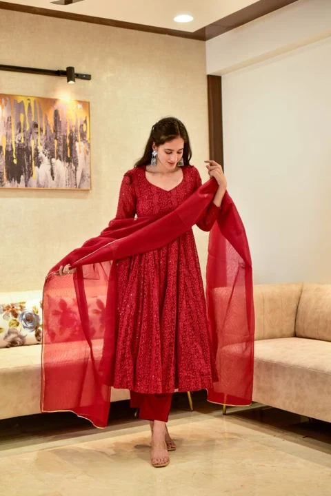 Sukhkrta Georgette beautiful Anarkali Gown  uploaded by Sukhkrta clothing  on 7/25/2023
