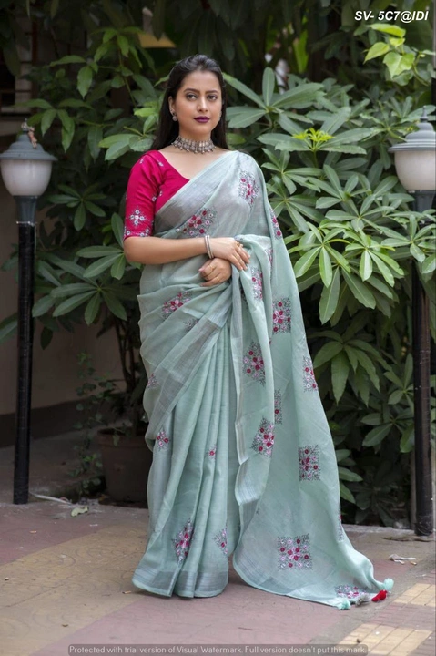Soft silver linen saree uploaded by Suyukti fab on 7/25/2023