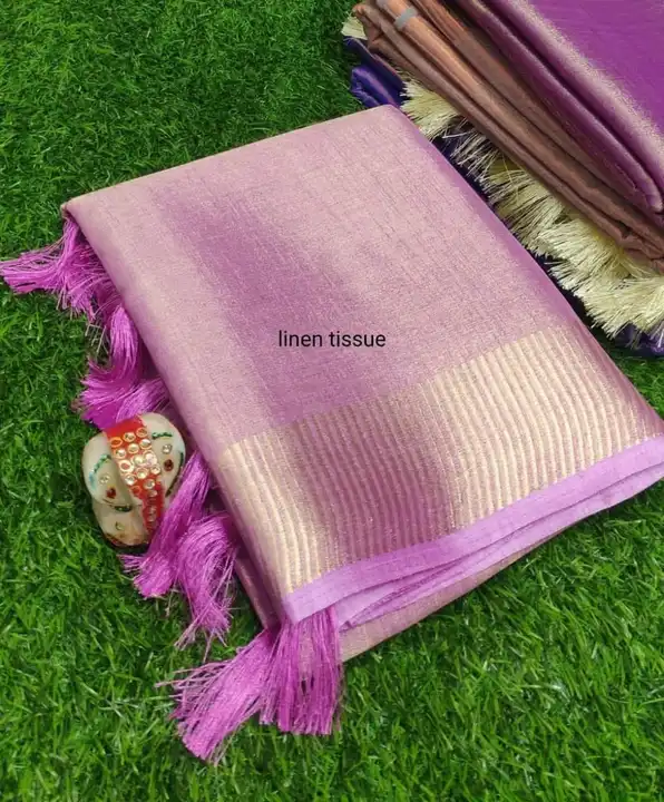 Exclusive tissue linen sarees  uploaded by Z A Fabrics on 7/25/2023