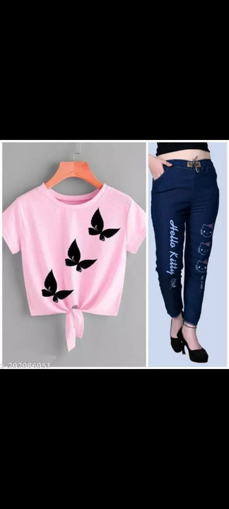 Printed Jeans With COMBO Printed Note T-shirt uploaded by Fashion Style Megazone on 7/25/2023