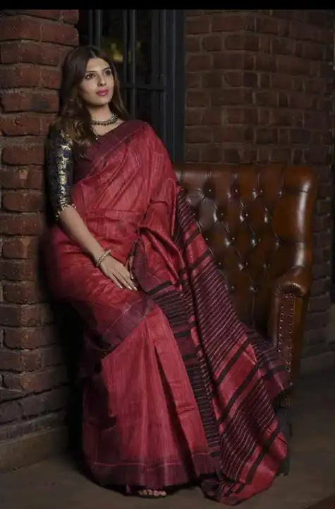 Exclusive tassar ghichcha sarees with colour border  uploaded by Z A Fabrics on 7/25/2023