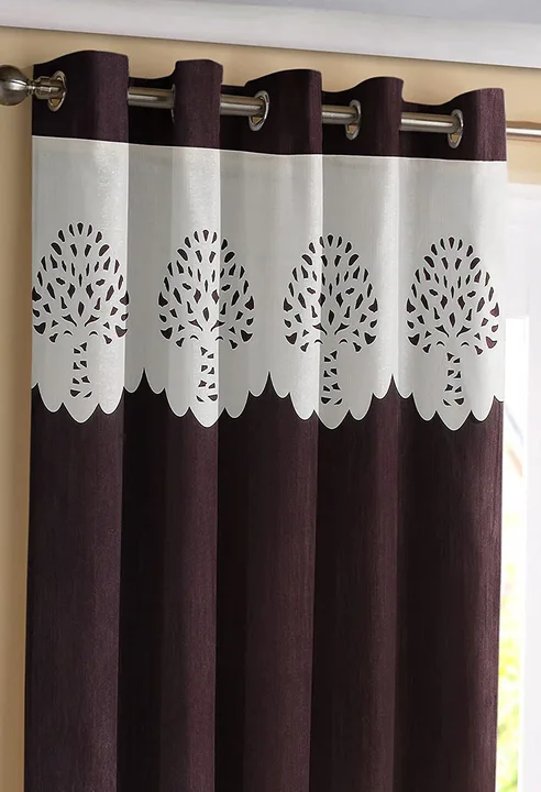 Laser cut patched solid designer curtains 7FT Door_set of1_Brown  uploaded by Home max india on 7/25/2023
