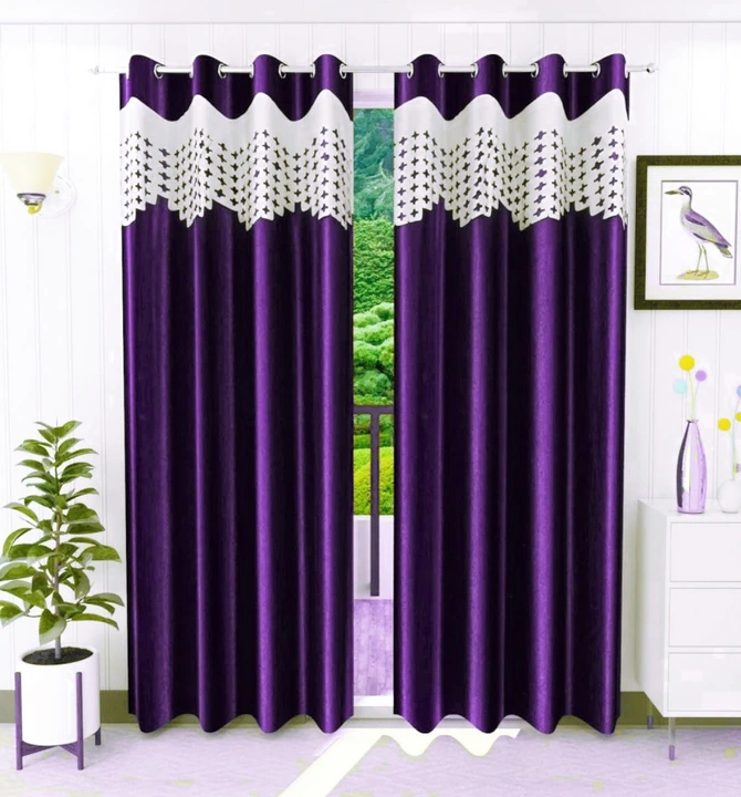 Lasercut plus design curtains 7FT Door_set of 1_purple  uploaded by Home max india on 7/25/2023