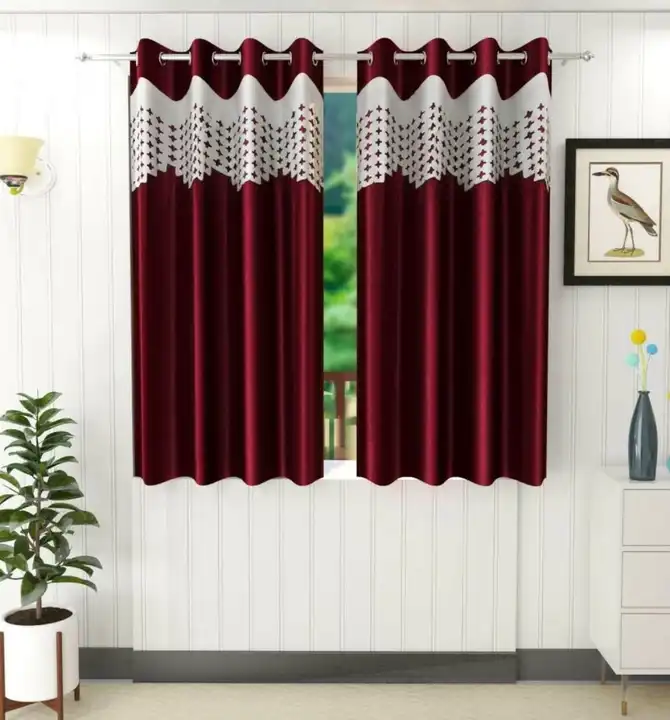 Lasercut plus design curtains 5FT window _set of 1_Maroon  uploaded by Home max india on 7/25/2023